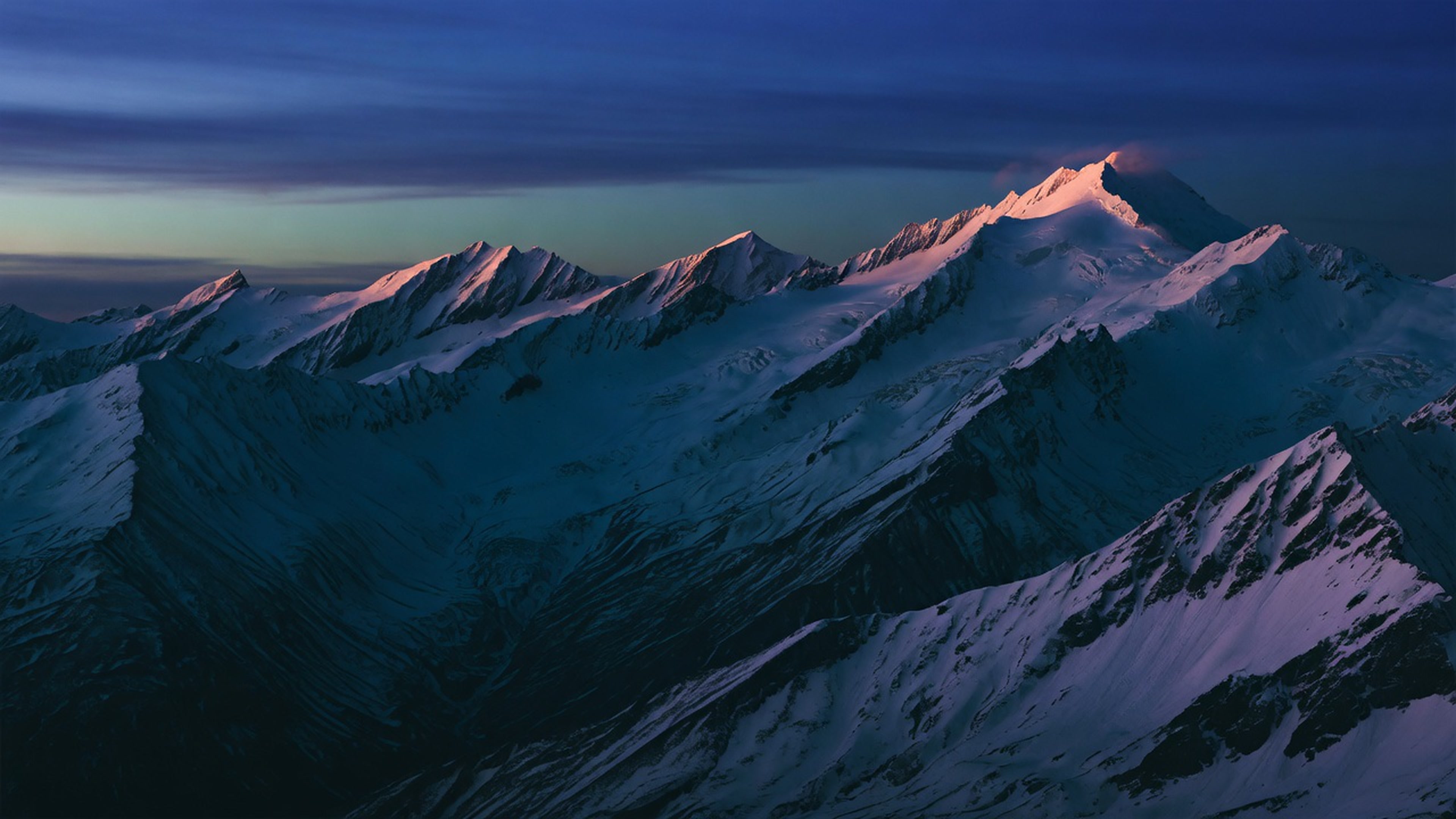 Mountains — alpine ridgeline at blue hour