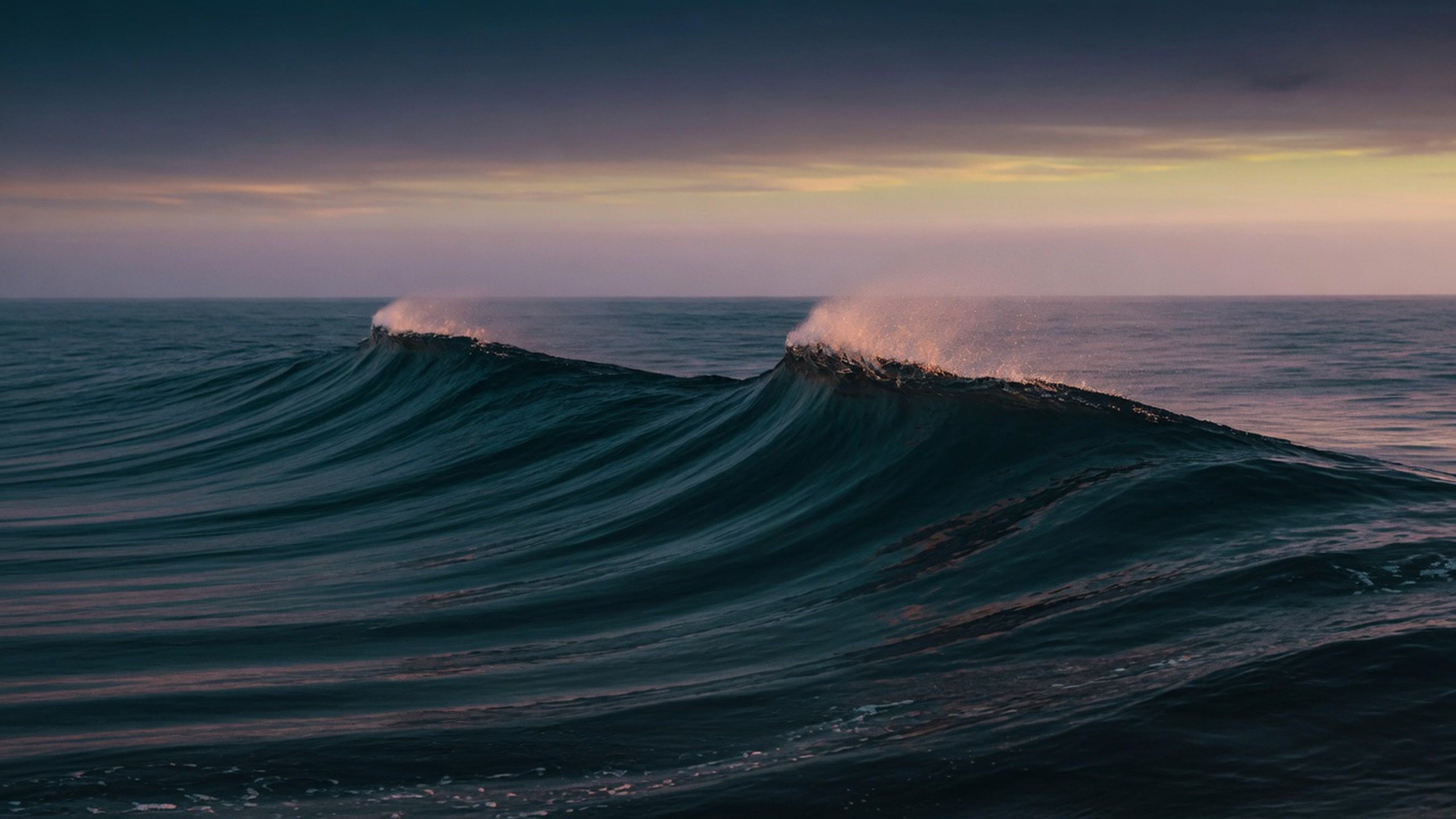 Ocean — open swell at dusk